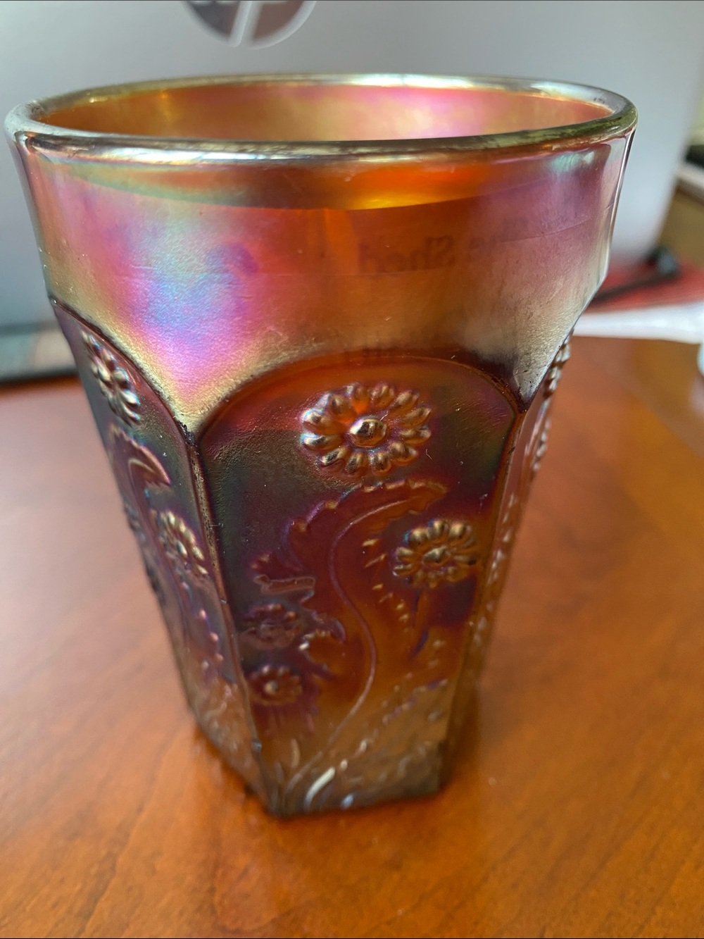 Fenton Carnival Glass Tumbler Paneled Dandelion 1910